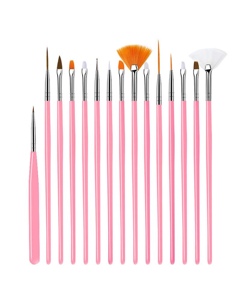 

15PCS Nail Art Brush Set, Pink