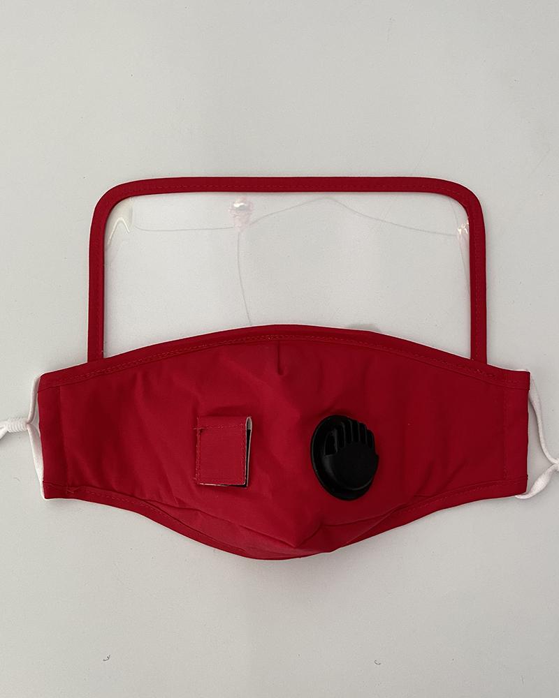 

Visible Valve Face Mask With Drinking Straw Hole, Red