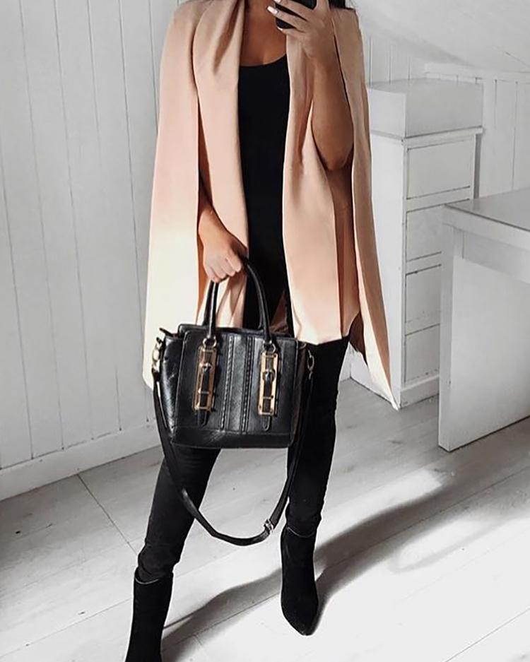 

Trendy Cape Sleeve Blazer Coat, Nude