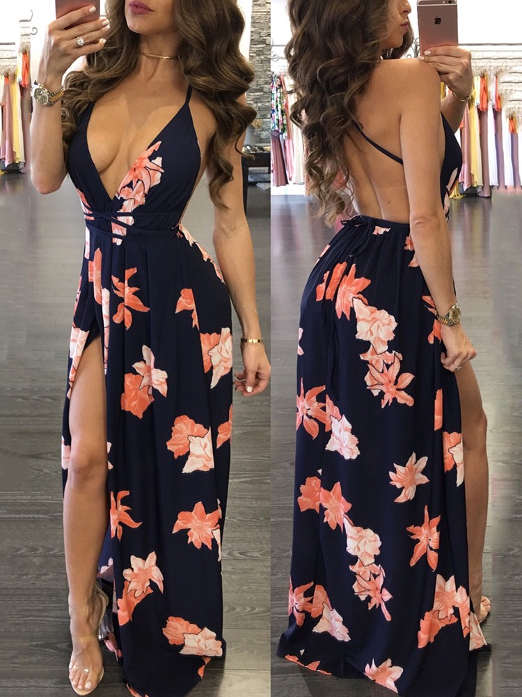 plunge maxi dress with split