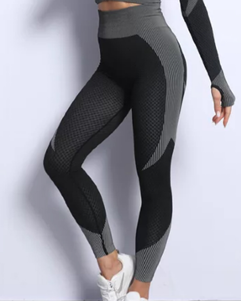 

Color Block Skinny Yoga Pants, Black&white