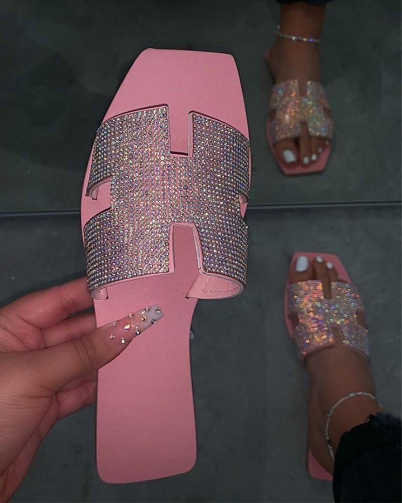 

Casual Open Toe Flat Sandals, Pink