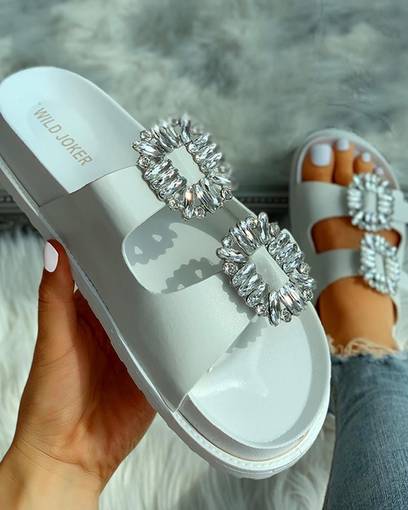 

Open Toe Cutout Flat Slipper, White