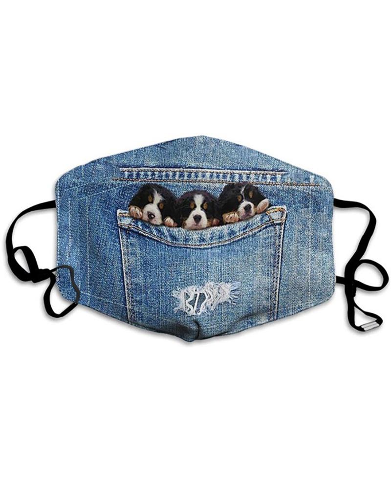 

Denim Animal Pattern PM2.5 Filter Breathable Face Mask, Style3