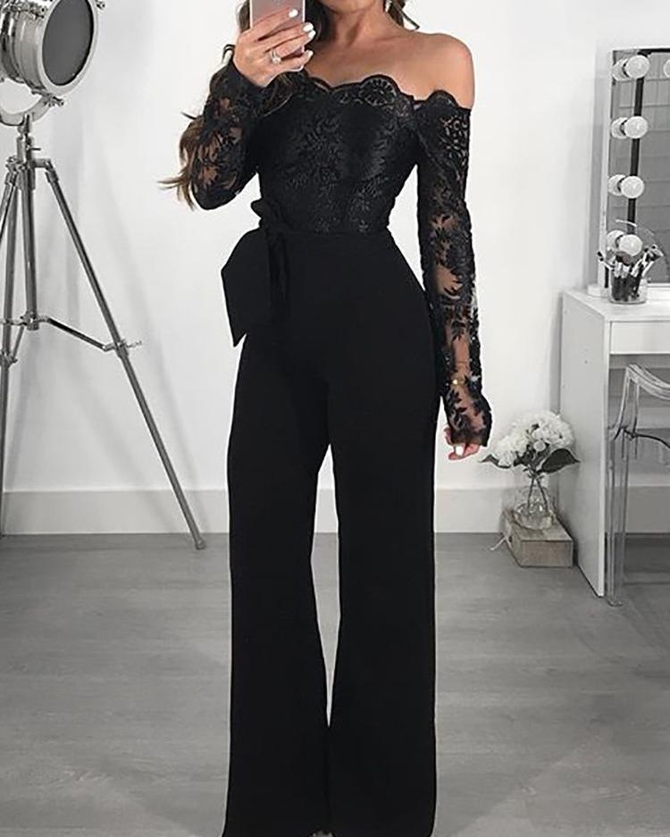 jumpsuit with lace bodice