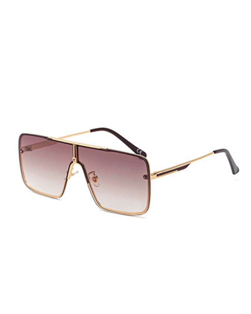 

Colorblock Square Frame Sunglasses, Coffee