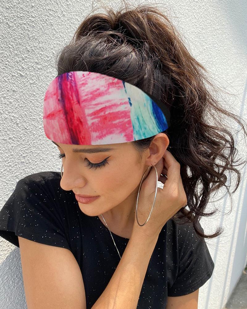 

Tie Dye Print Yoga Running Headwraps Hair Band, Red