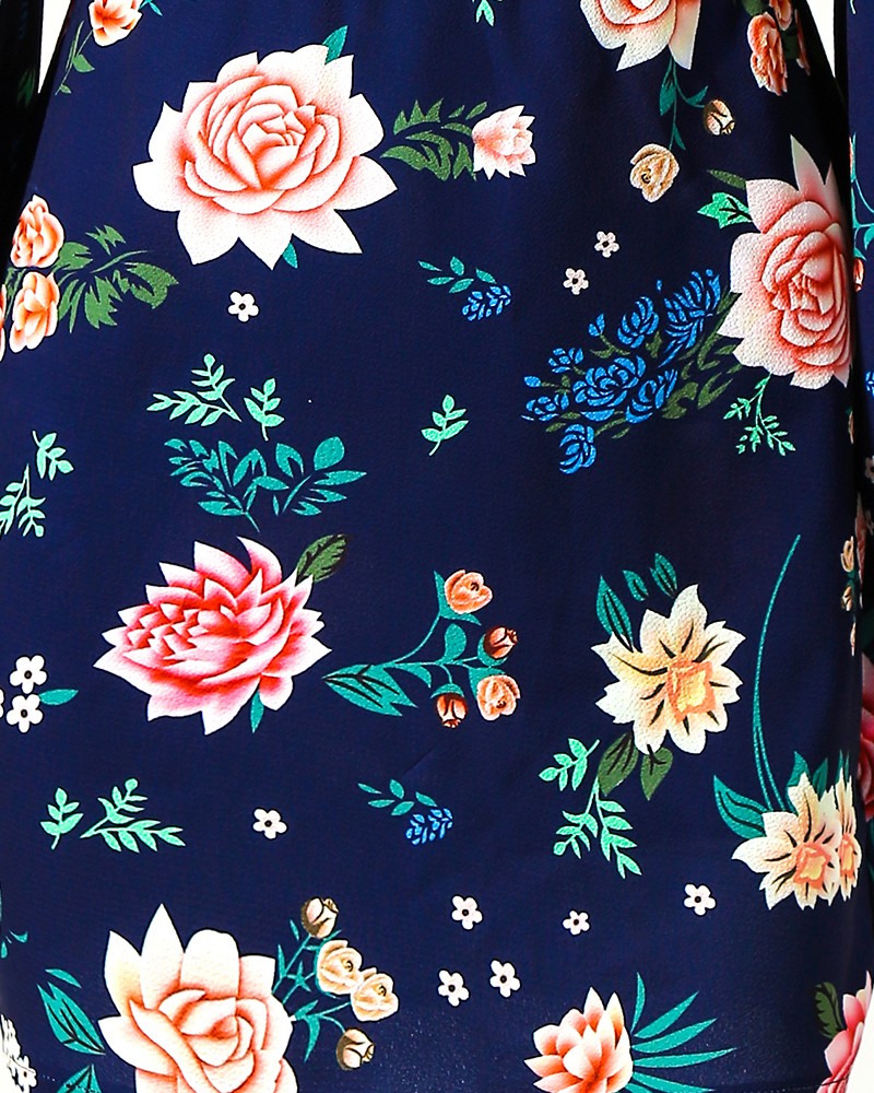 cutout back bishop sleeve floral bodycon dress