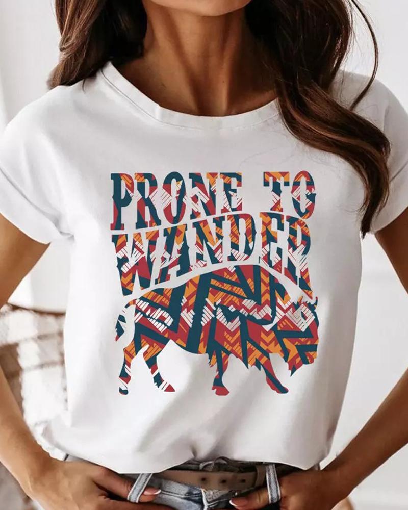 

Letter Graphic Print Short Sleeve T-shirt, White