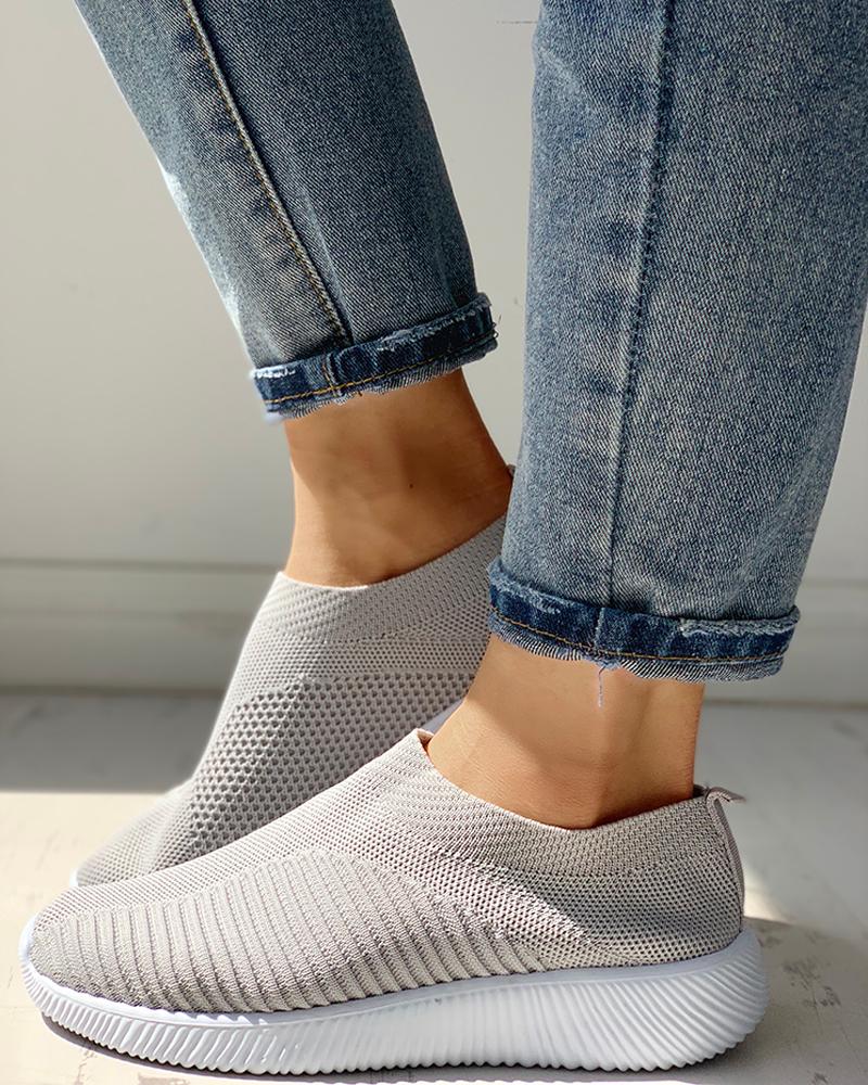 

Net Surface Breathable Knitting Shoes, Gray