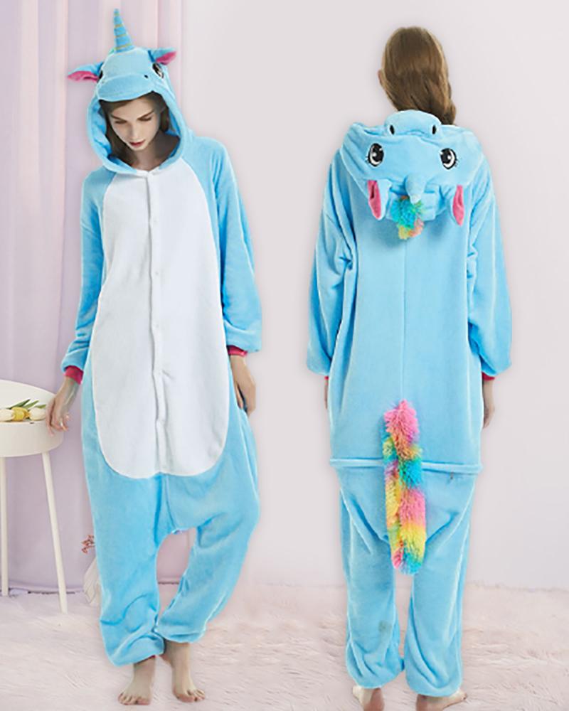 

Unicon Zipper Front Hooded Teddy Onesie For Adults, Blue