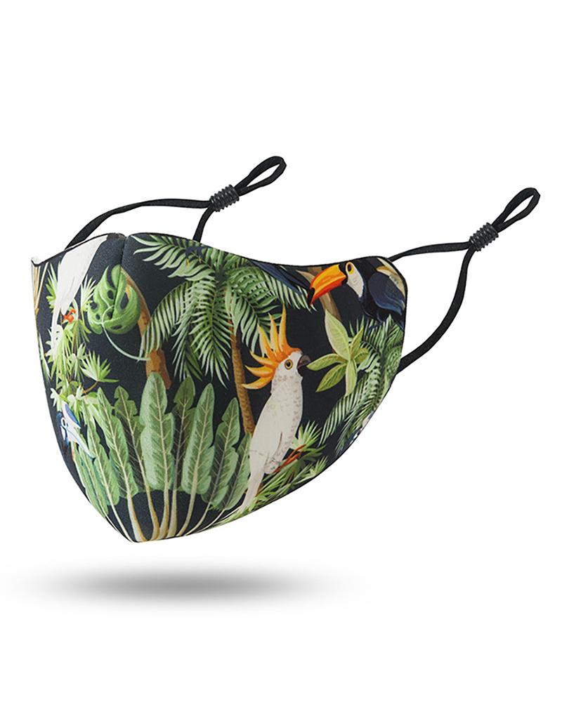 

Tropical / Floral / Paisley Print Breathable Face Mask, Green