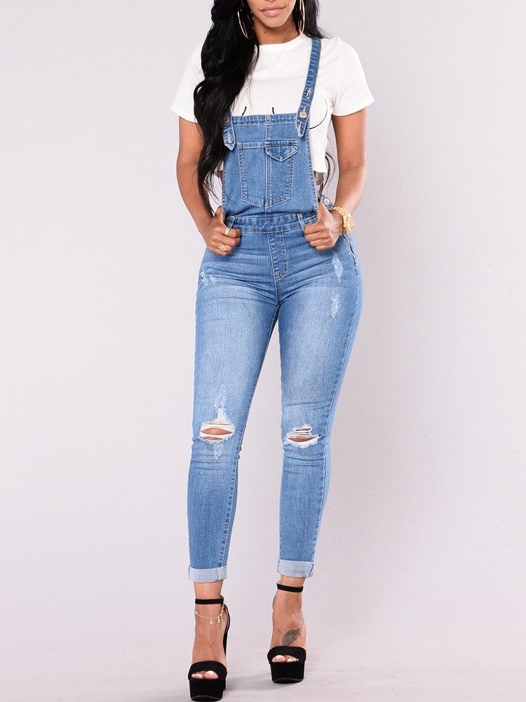denim distressed jumpsuit