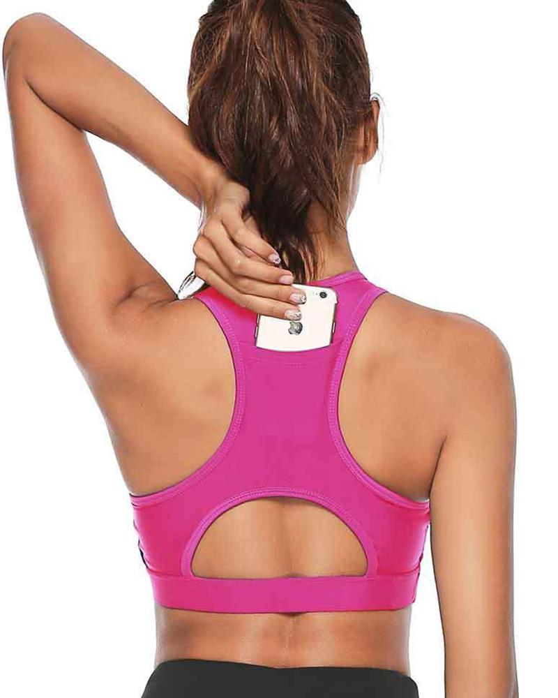 

Back Pocket Yoga Bra, Hot pink