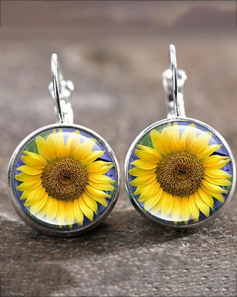 

Time Gem Cabochon Floral Earrings, Yellow