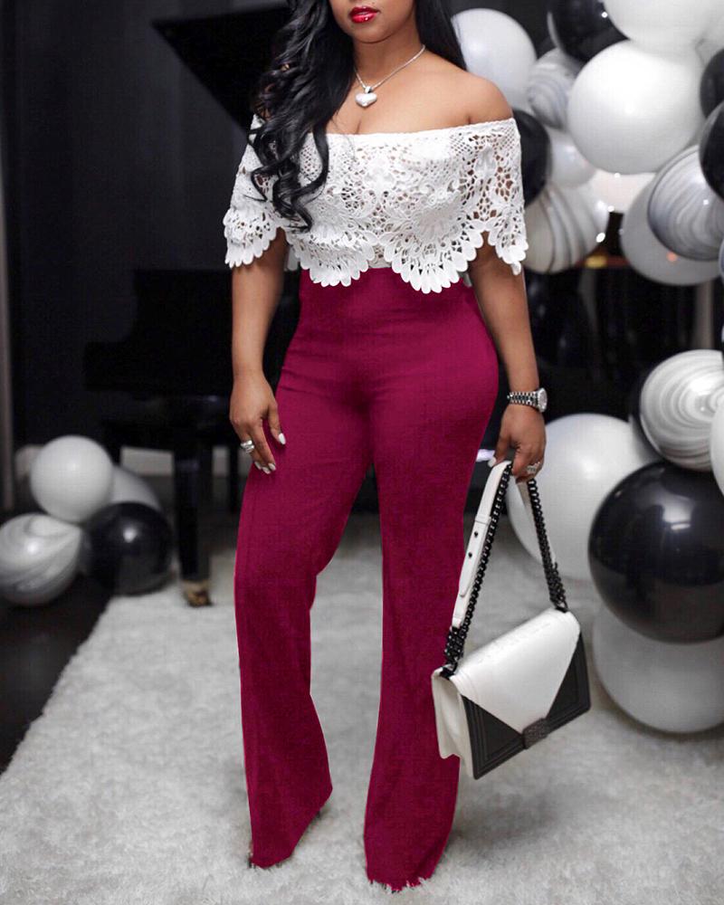 plunge lace bodice insert jumpsuit