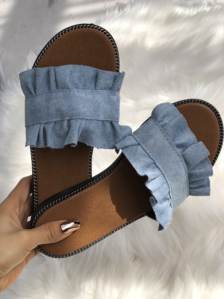 ruffles hem casual summer slipper