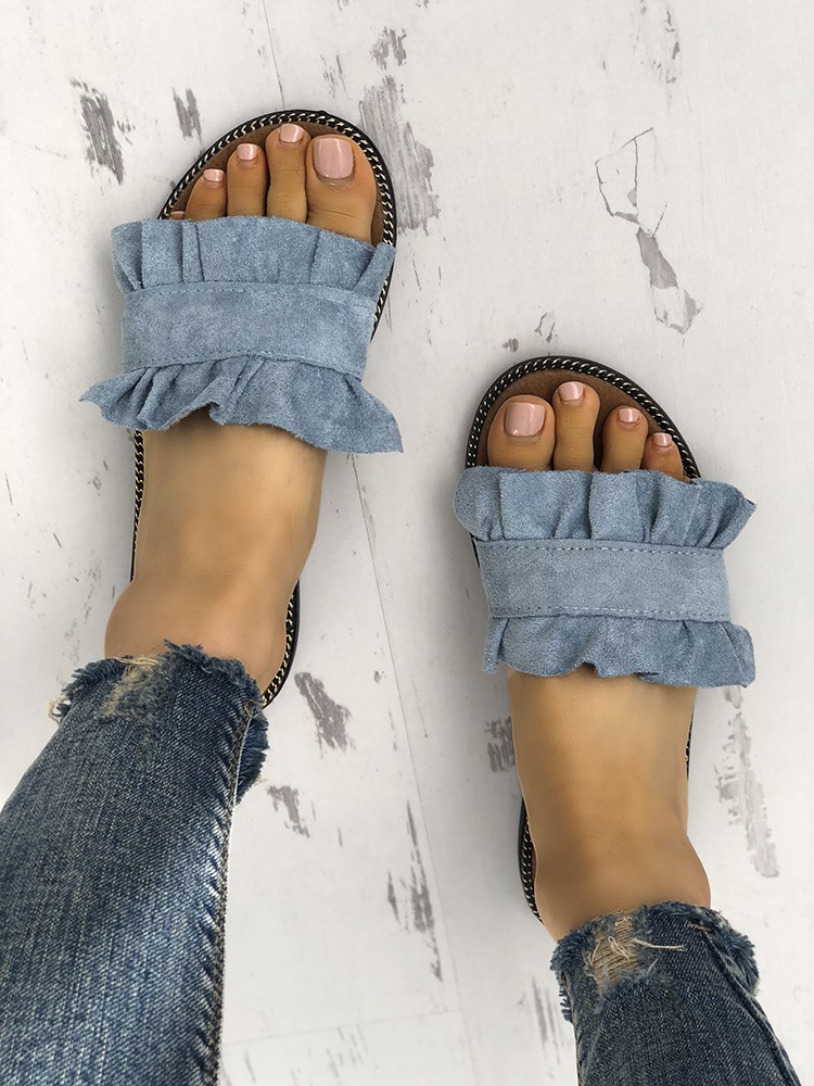 ruffles hem casual summer slipper