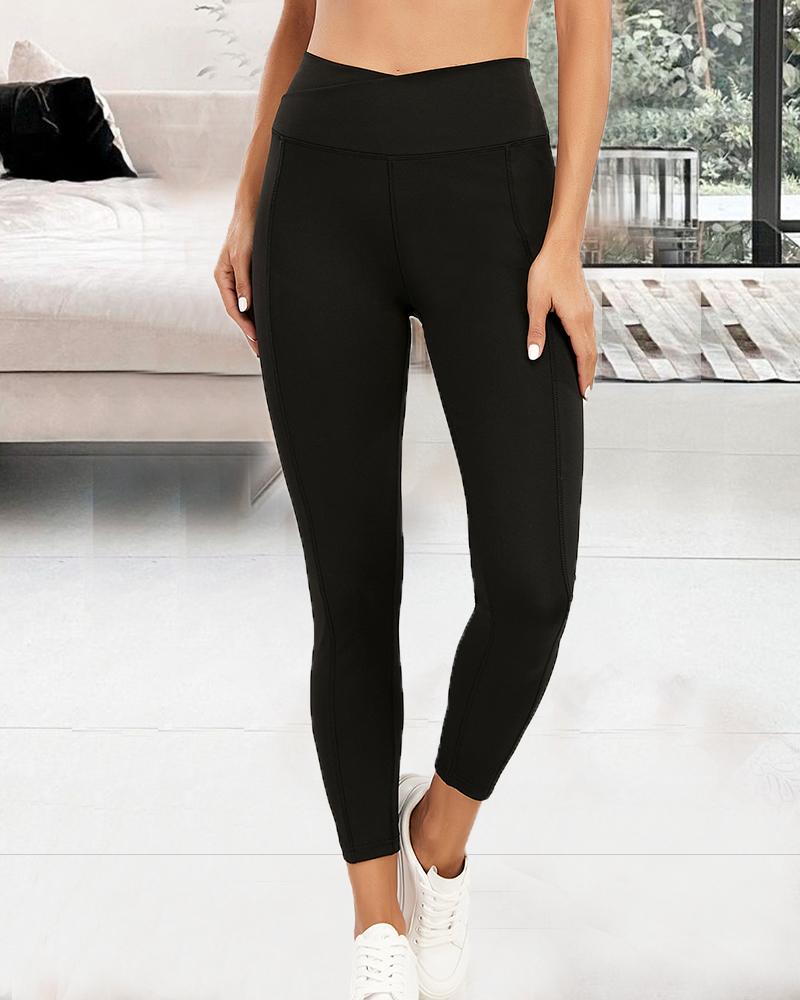 

Solid Color Skinny Yoga Pants, Black