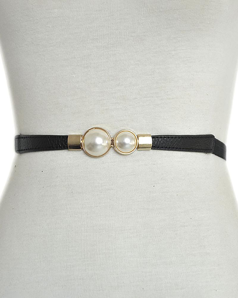 

Beaded PU Belt, Black