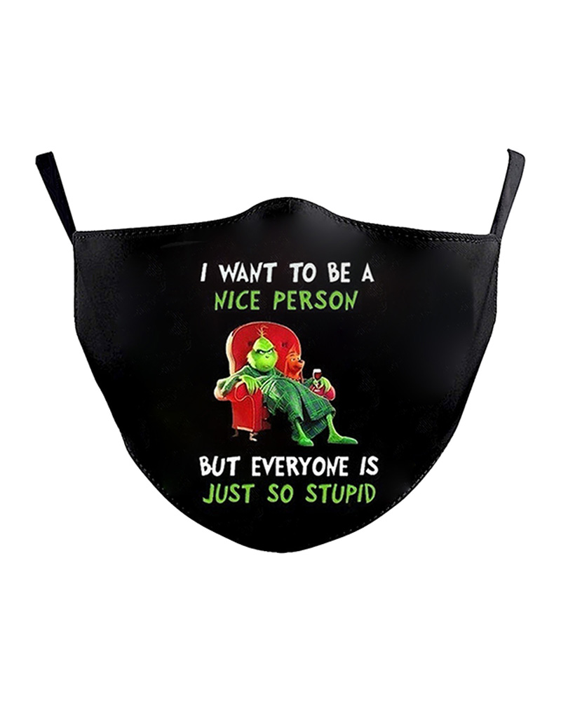 

Christmas Letter Cartoon Print Breathable Face Mask, Style5