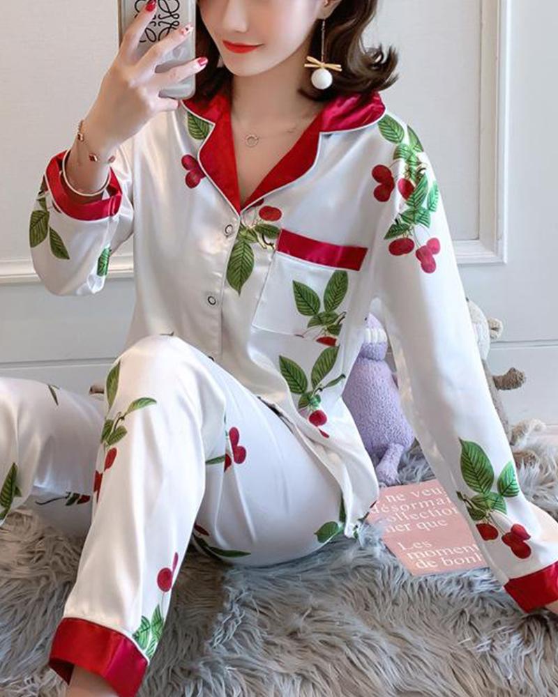 

Satin Two-Piece Pajama Set, White