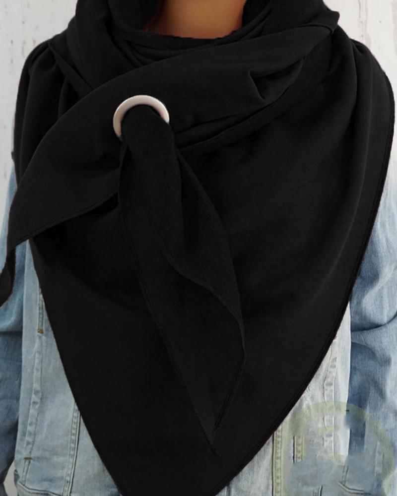 

Simple Plain O-Ring Scarf, Black