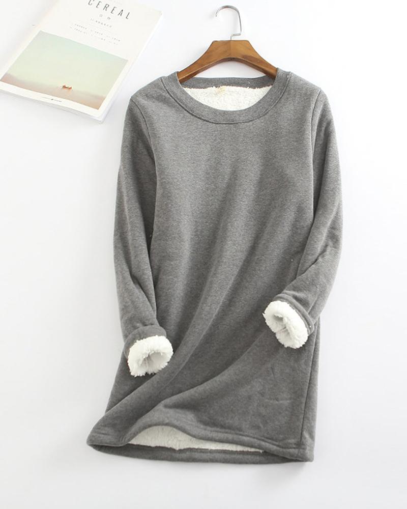 

Plain Super Thick Long Sleeve Top, Dark grey