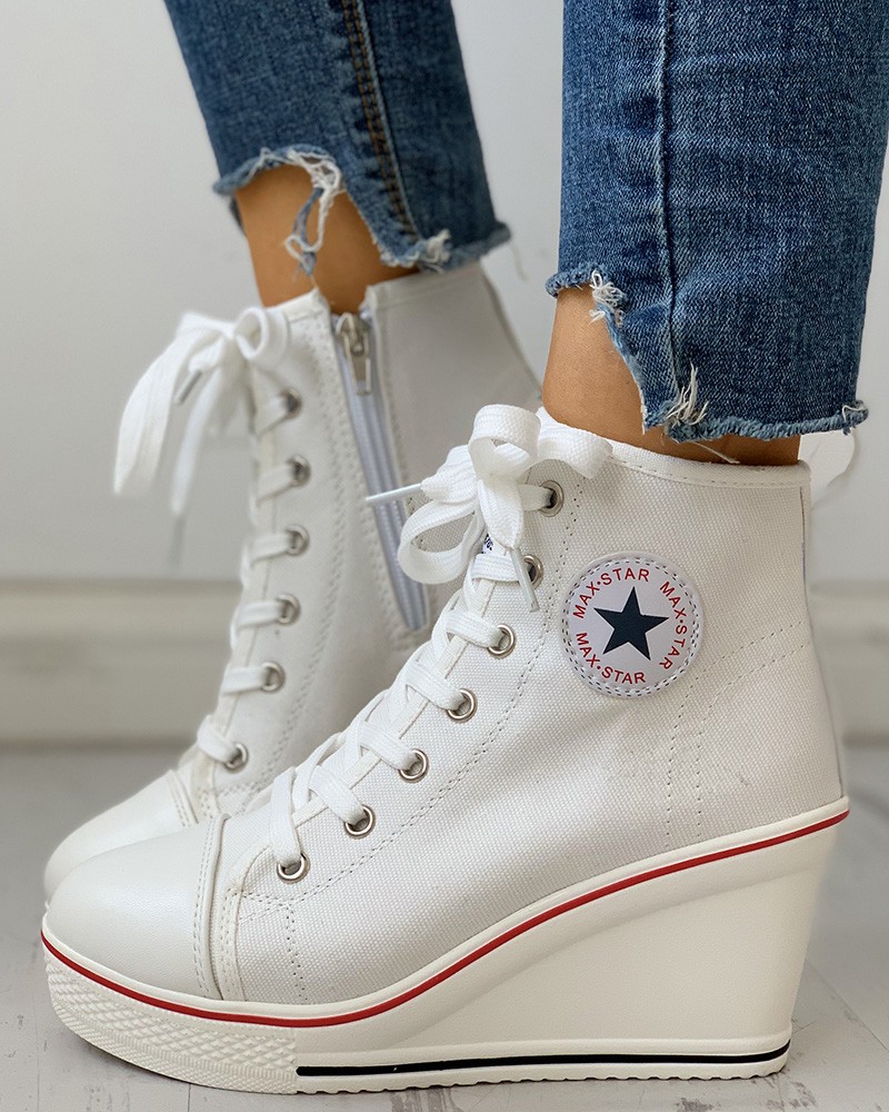 wedge sneakers lace up