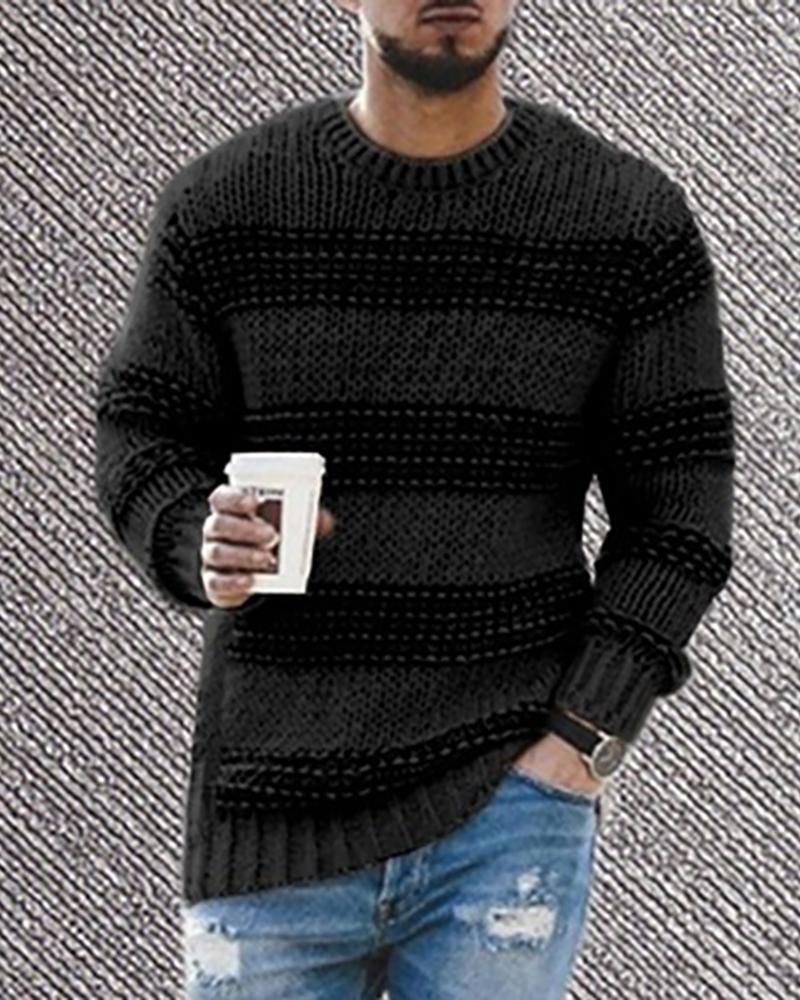 

Colorblock Long Sleeve Casual Sweater, Black