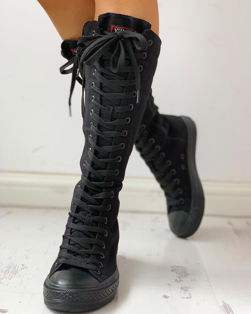 canvas lace up boots
