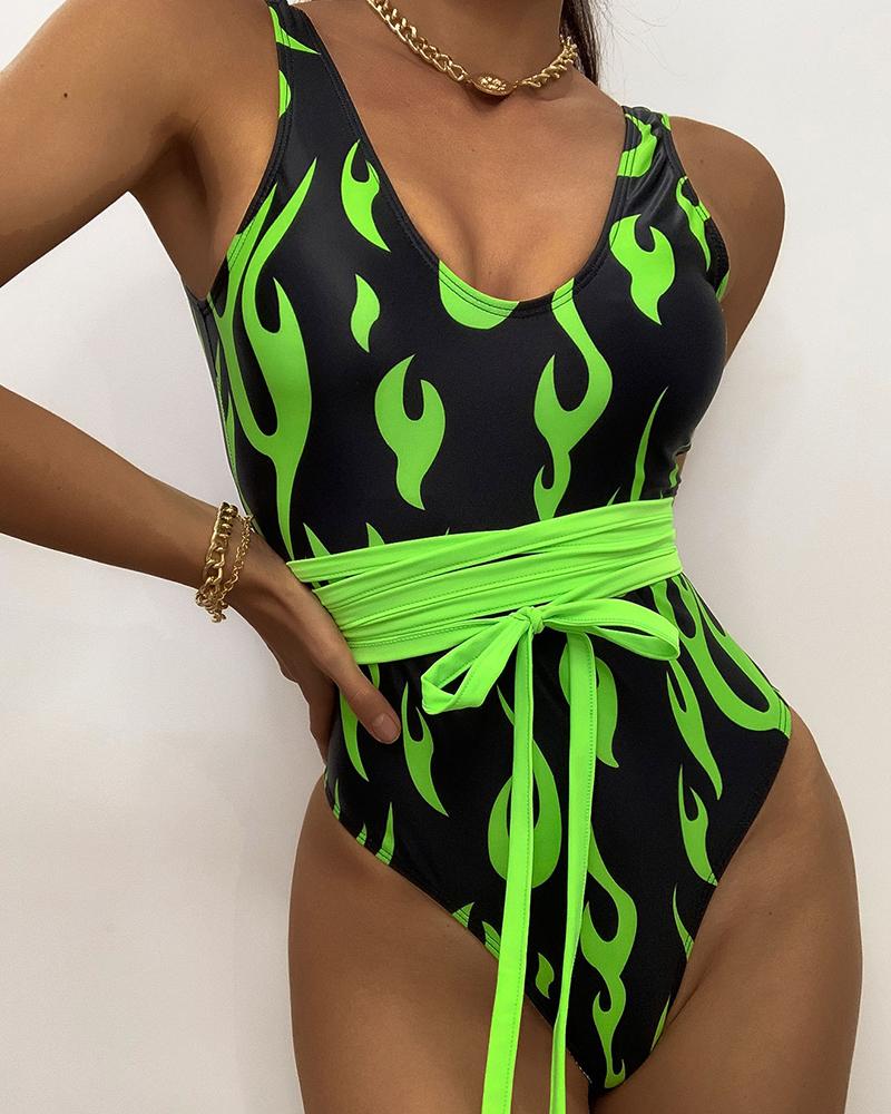 

Colorblock One Piece Swimwear, Green