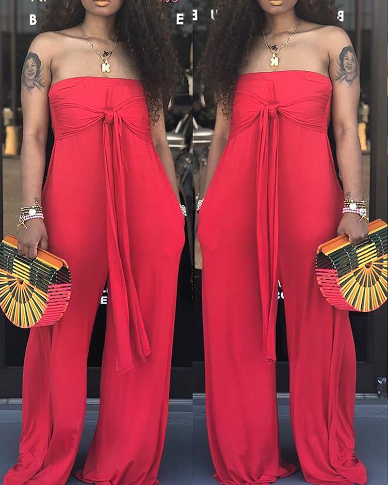 

Multi-way Off Shoulder Wide Leg Jumpsuit, Red