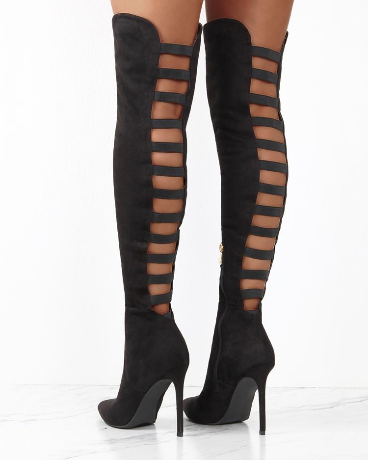 knee high cut out boots
