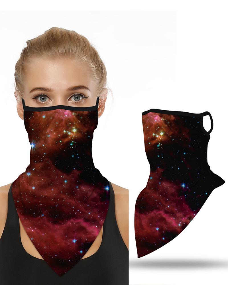

Starry Sky Print Ear Loop Breathable Face Cover Windproof Motorcycling Dust Outdoors, Brown