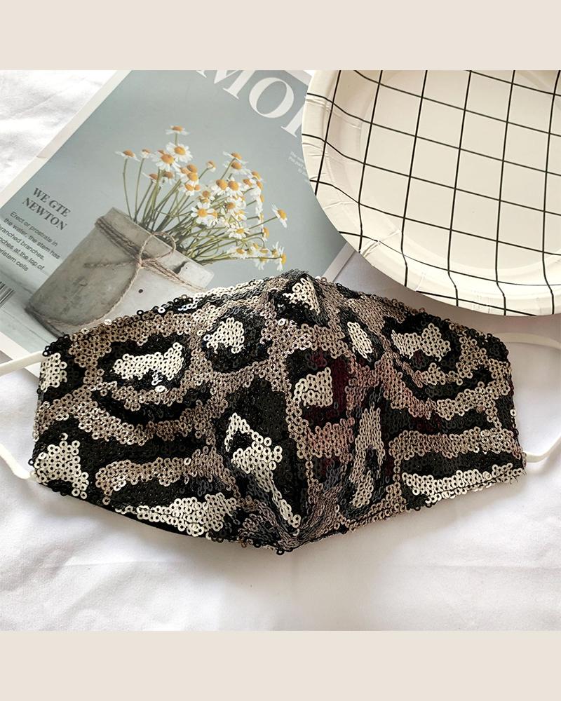 

Cheetah Sequins Dust-proof Face Mask, Khaki