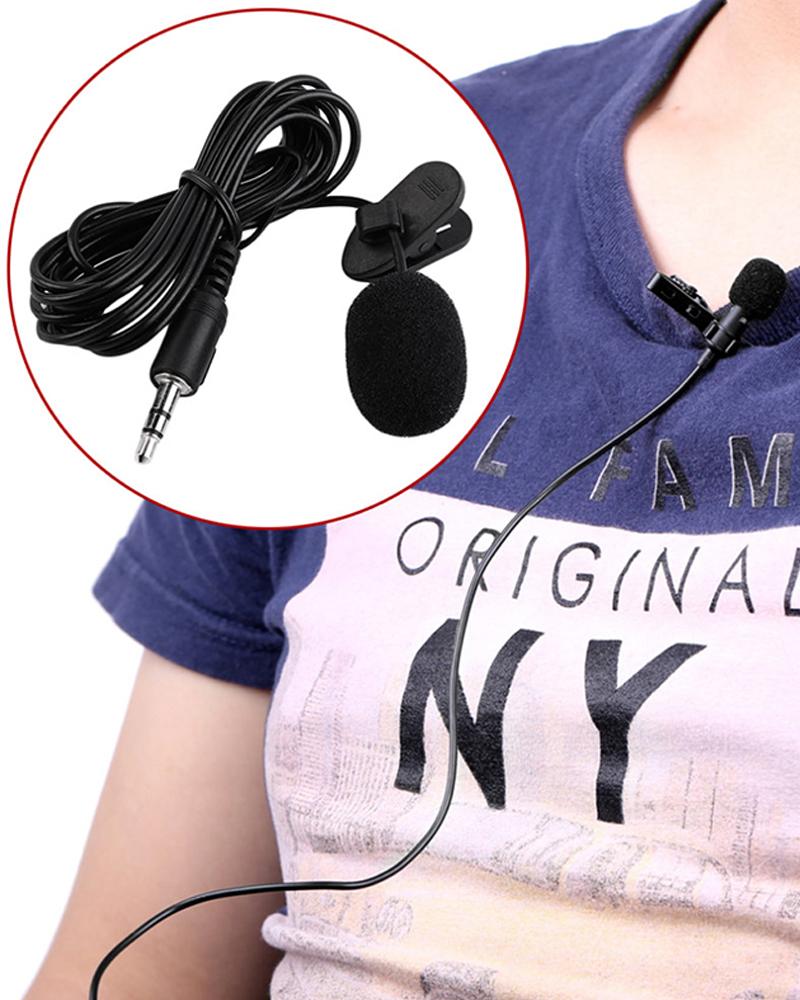 

Portable External 3.5mm Hands-free Mini Wired Clip-on Lapel Lavalier Microphone For PC Laptop 3.5mm External, Black