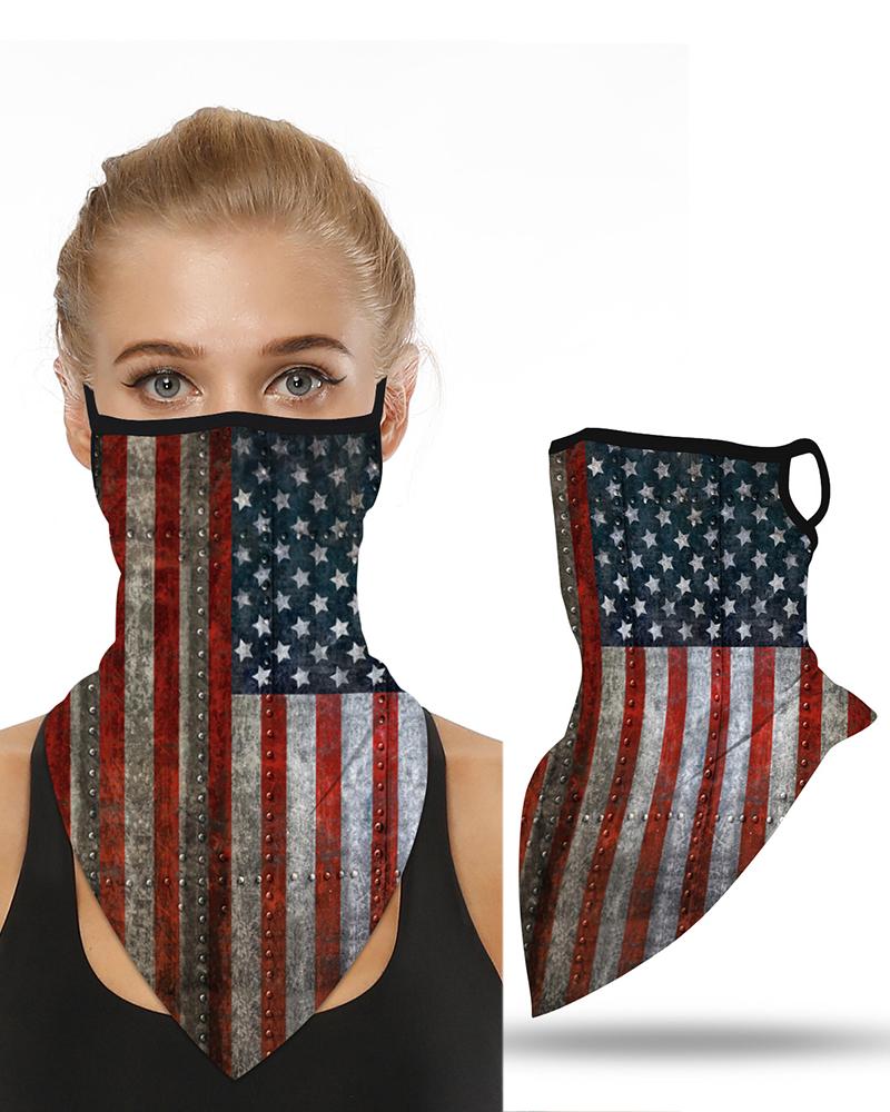 

Flag Print Breathable Ear Loop Face Cover Windproof Motorcycling Dust Outdoors, Red