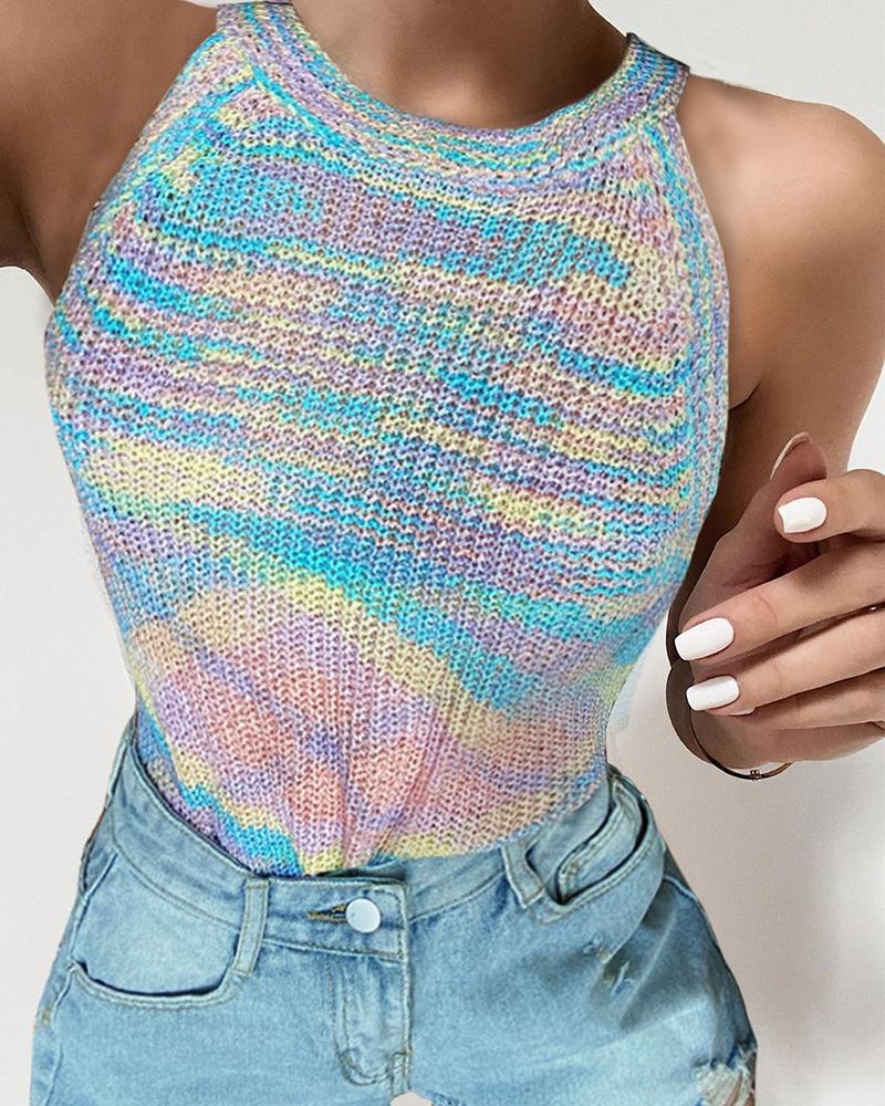 

Halter Tie Dye Sleeveless Top, Multicolor