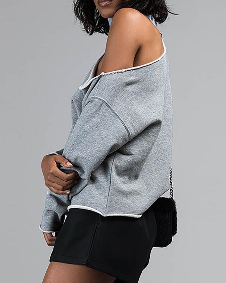 cut out shoulder sweatshirt
