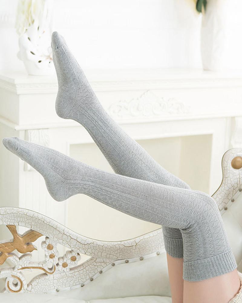 

Plain Over The Knee Stockings, Gray