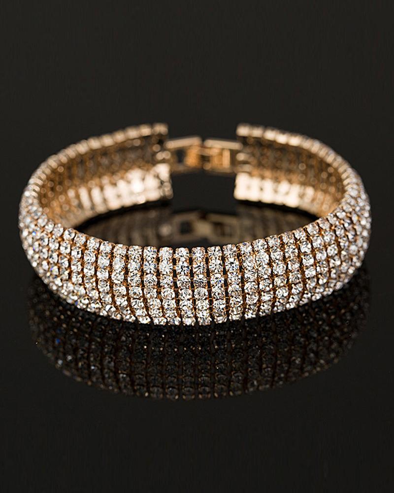 

Glitter Studded Magnetic Buckle Bracelet, Gold