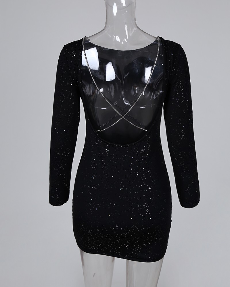 long black glitter dress