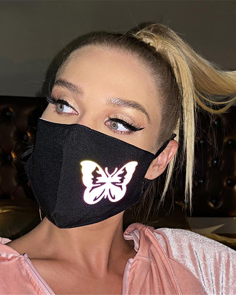 

Butterfly Print Breathable Face Mask, Black