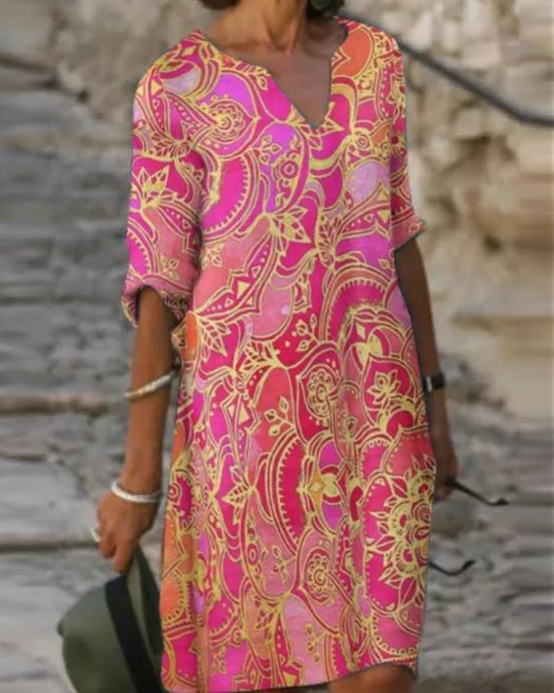 

Plus Size Colorblock Half Sleeve Work Dress, Pink