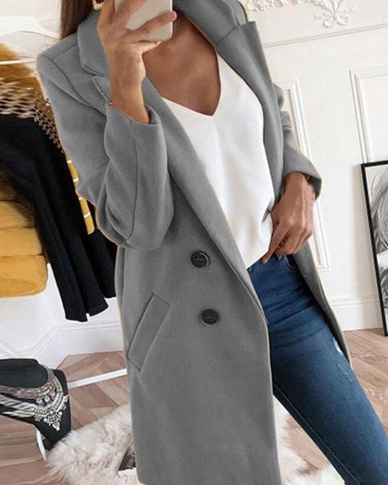 

Button Detailed Shawl Collar Coat, Gray