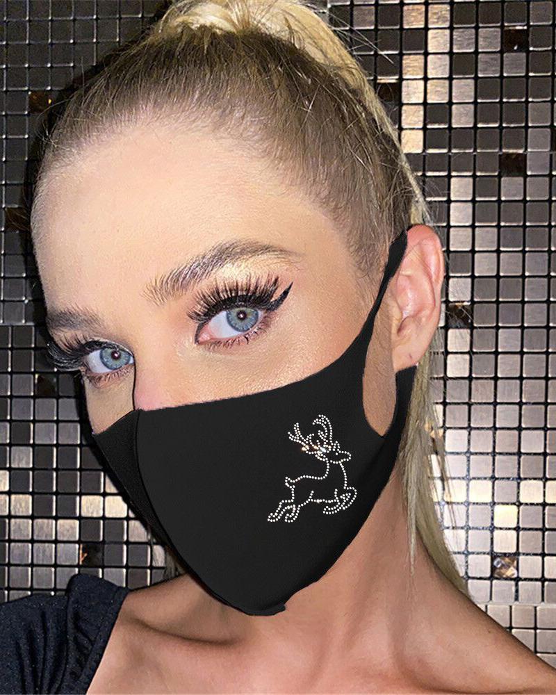 

Christmas Pattern Studded Breathable Face Mask, Style6