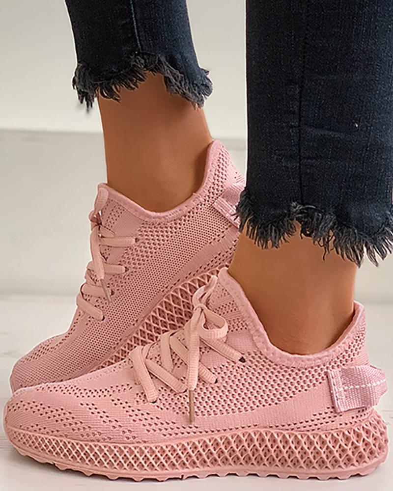 

Lace-up Knit Casual Sneaker, Pink