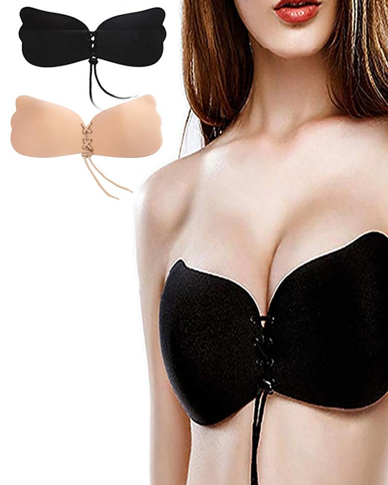 

Silicone Self-Adhesive Strapless Push Up Invisible Bra, Black