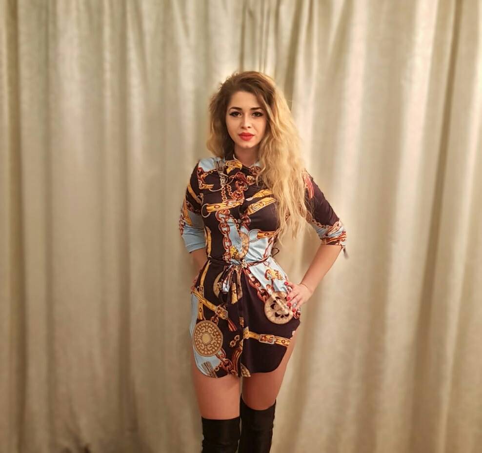 chains print belted casual shirt dress